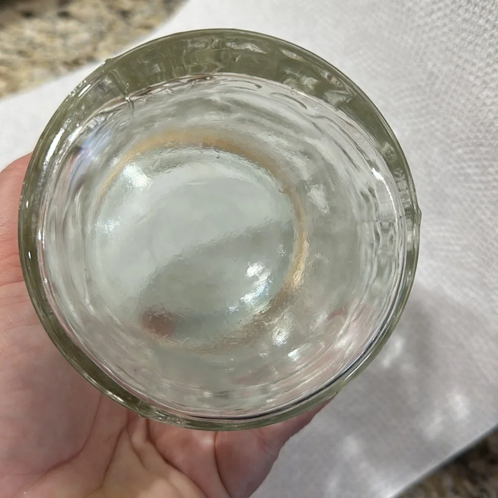 VTG Glass mason jar pressed fruit design